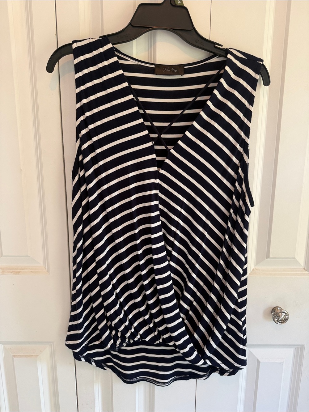 Striped Navy & White Wrap Top